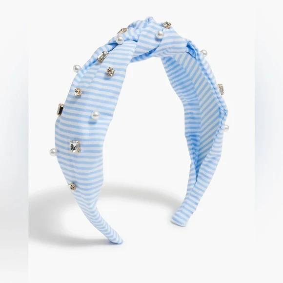 J.CREW BEADED KNOT HEADBAND WHITE. EMBELLISHED HEADBAND. White Headband / Knot Top / Pearl Flower / Spring Beaded  main image 2